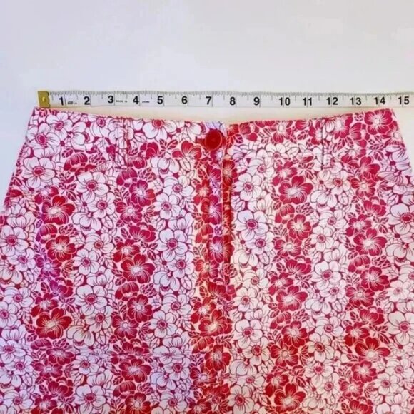 Harold's Women's Pink Floral Cotton Side Slit Casual Round Hem Mini Skirt Size 6 - Picture 6 of 6